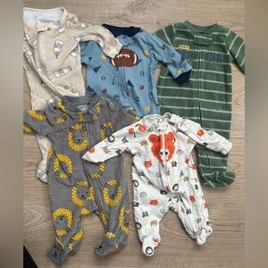 Baby Boy Zip-Up Sleeper Pajama Bundle – 5 Pieces – Newborn